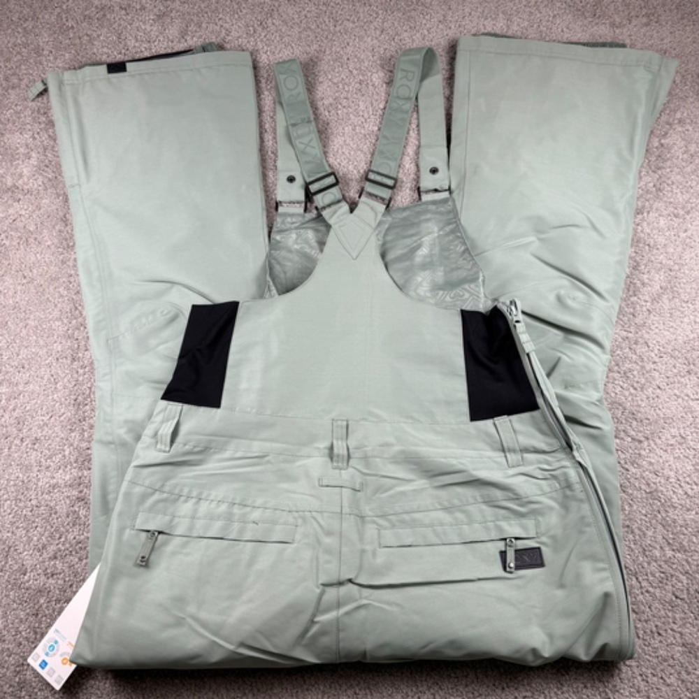 Roxy NEW Rideout Technical Snow Bib Pants Lily Pad Winter Overalls Women's Large - Picture 4 of 6
